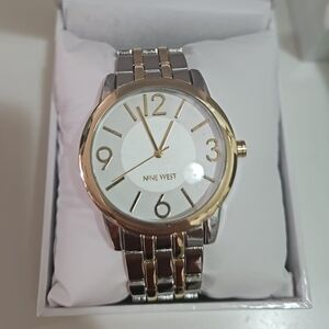 Nine West Two-Tone Silver and Gold Round Watch